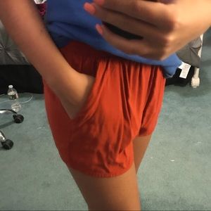 red-orange comfy shorts